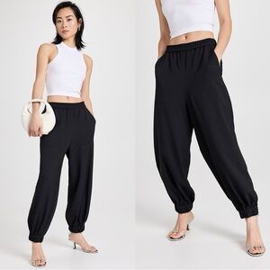 Tibi Black Elastic-Waist Jogger Pants